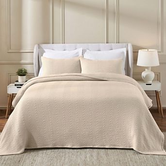 SUPERIOR Aswen Chevron Quilted Medium Weight Cotton Coverlet