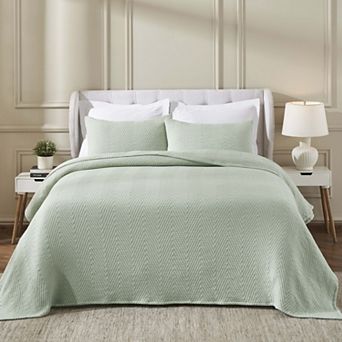 SUPERIOR Aswen Chevron Quilted Medium Weight Cotton Coverlet