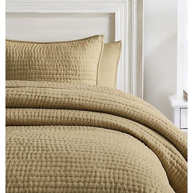 SUPERIOR Bella Silk Pick Stitch Medium Weight Quilt Coverlet Set