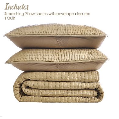 SUPERIOR Bella Silk Pick Stitch Medium Weight Quilt Coverlet Set