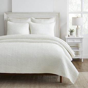 SUPERIOR Bella Silk Pick Stitch Medium Weight Quilt Coverlet Set