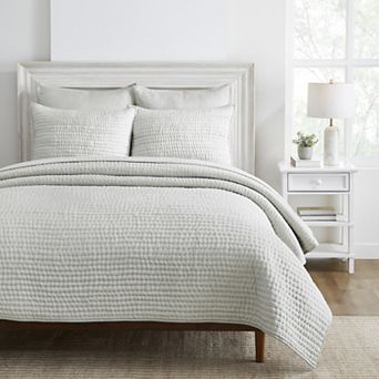 SUPERIOR Bella Silk Pick Stitch Medium Weight Quilt Coverlet Set