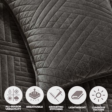 SUPERIOR Karina Velvet Cotton Lightweight Quilt Coverlet Set