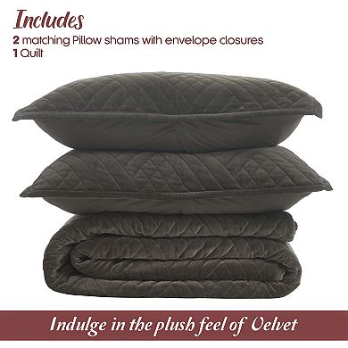 SUPERIOR Karina Velvet Cotton Lightweight Quilt Coverlet Set