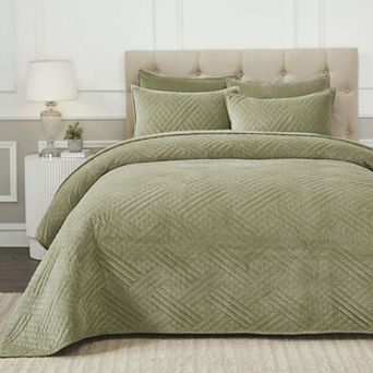 SUPERIOR Karina Velvet Cotton Lightweight Quilt Coverlet Set