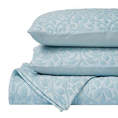 SUPERIOR Vineyard Cotton Blend Medium Weight Matelasse Woven Coverlet