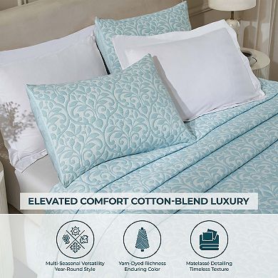 SUPERIOR Vineyard Cotton Blend Medium Weight Matelasse Woven Coverlet