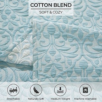 SUPERIOR Vineyard Cotton Blend Medium Weight Matelasse Woven Coverlet