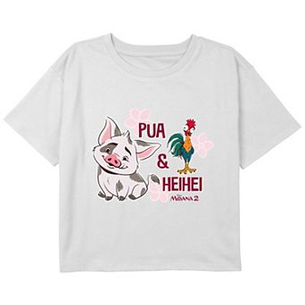 Disney's Moana 2 Pua And HeiHei Girls 7-16 Cropped Graphic Tee
