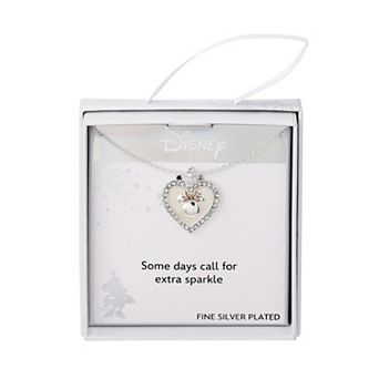Disney's Minnie Mouse Fine Silver Plated Cubic Zirconia & Mother-of-Pearl Heart Pendant Necklace