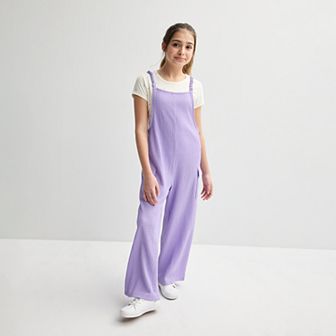 Girls 7-16 Self Esteem 2 pc Cropped Overall Jumpsuit & Short Sleeve T-Shirt Set