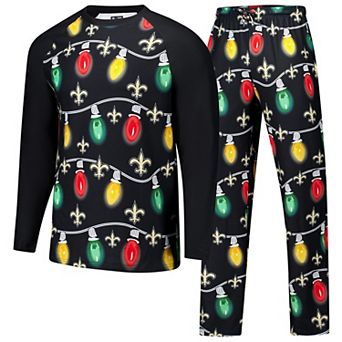 Men's Concepts Sport Black New Orleans Saints Garland Knit Raglan Long Sleeve Top and Pants Set