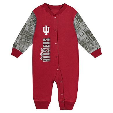Newborn & Infant Crimson Indiana Hoosiers Playbook Colorblock Long Sleeve Coveralls
