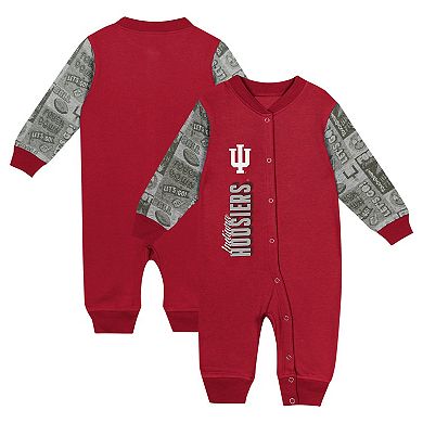 Newborn & Infant Crimson Indiana Hoosiers Playbook Colorblock Long Sleeve Coveralls