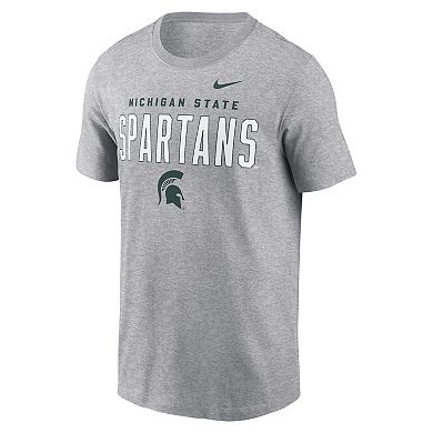 Men's Nike Heather Gray Michigan State Spartans Campus 2-Hit Primary Mascot T-Shirt