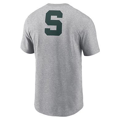 Men's Nike Heather Gray Michigan State Spartans Campus 2-Hit Primary Mascot T-Shirt