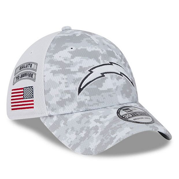 Men s New Era White Los Angeles Chargers 2024 Salute To Service Digital Camo 39THIRTY Flex Hat
