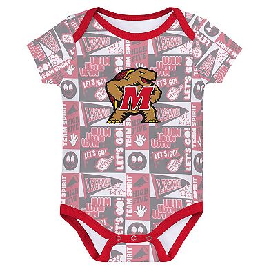 Newborn Red Maryland Terrapins Sunday Comics 3-Pack Bodysuit Set