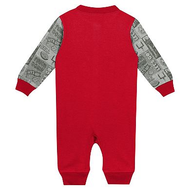 Newborn & Infant Red Wisconsin Badgers Playbook Colorblock Long Sleeve Coveralls