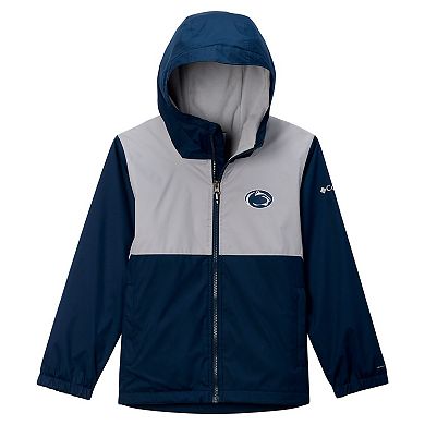 Youth Columbia Navy Penn State Nittany Lions Rainy Fields Lined Hoodie Full-Zip Jacket