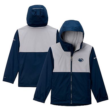 Youth Columbia Navy Penn State Nittany Lions Rainy Fields Lined Hoodie Full-Zip Jacket