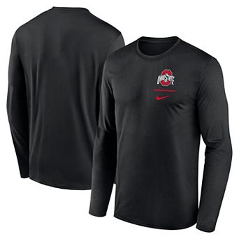 Men's Nike Black Ohio State Buckeyes Primary Stack Legend Performance Long Sleeve T-Shirt