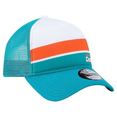 Youth New Era Aqua Miami Dolphins Sport Night Color Block 9FORTY A-Frame Trucker Adjustable Hat