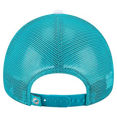 Youth New Era Aqua Miami Dolphins Sport Night Color Block 9FORTY A-Frame Trucker Adjustable Hat