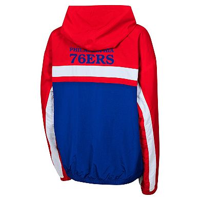 Youth Red Philadelphia 76ers Headliner Windbreaker Full-Zip Hoodie Jacket