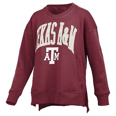 Women's Pressbox Maroon Texas A&M Aggies Pocketed Arch Pullover Sweatshirt
