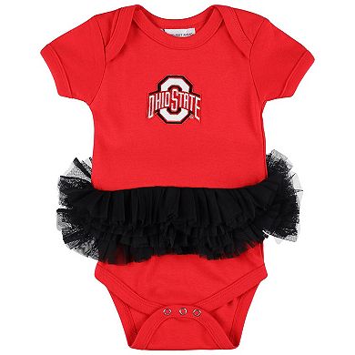 Infant & Newborn Two Feet Ahead Scarlet Ohio State Buckeyes Tutu Bodysuit