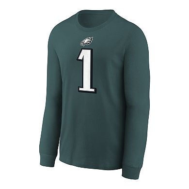 Youth Nike Jalen Hurts Midnight Green Philadelphia Eagles Player Name & Number Long Sleeve T-Shirt