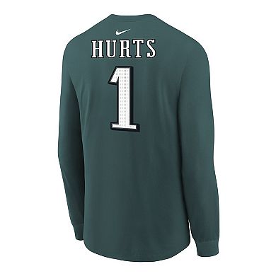 Youth Nike Jalen Hurts Midnight Green Philadelphia Eagles Player Name & Number Long Sleeve T-Shirt