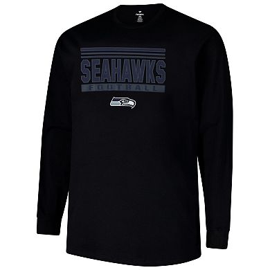 Men's Profile Black Seattle Seahawks Big & Tall Pop Long Sleeve T-Shirt