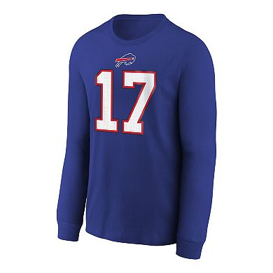 Youth Nike Josh Allen Royal Buffalo Bills Player Name & Number Long Sleeve T-Shirt