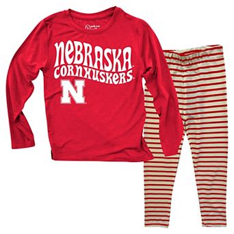 Infant Wes & Willy Nebraska Huskers Long Sleeve Top and Striped Tri-Blend Leggings Set