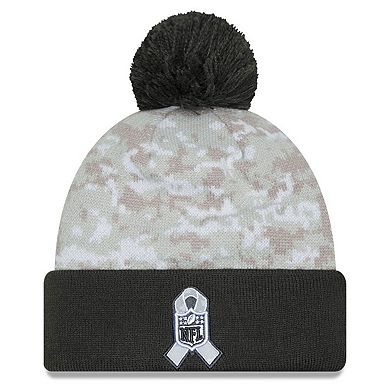 Youth New Era White/Graphite Cincinnati Bengals 2024 Salute To Service Cuffed Pom Knit Hat