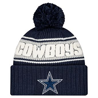 Men's New Era Navy Dallas Cowboys 2024 Sideline Cuffed Knit Hat with Pom