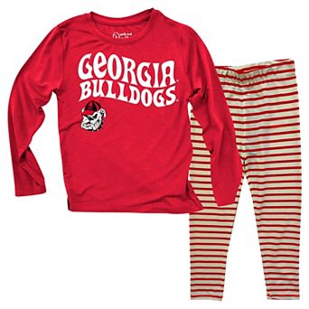 Infant Wes & Willy Georgia Bulldogs Long Sleeve Top and Striped Tri-Blend Leggings Set
