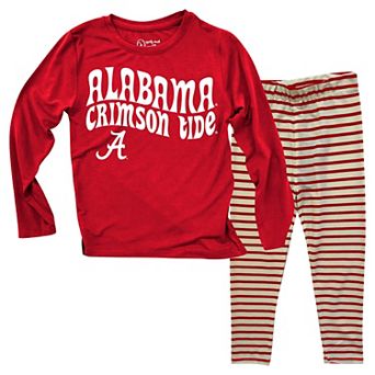 Infant Wes & Willy Alabama Crimson Tide Long Sleeve Top and Striped Tri-Blend Leggings Set