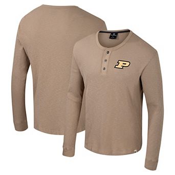 Men's Colosseum Tan Purdue Boilermakers Great Outdoors Henley Long Sleeve Shirt
