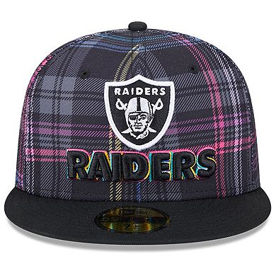 Men's New Era Black Las Vegas Raiders 2024 NFL Crucial Catch Plaid 59FIFTY Fitted Hat