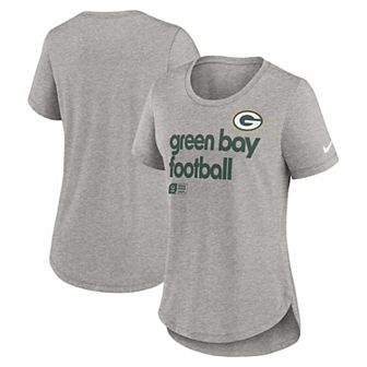 Women's Nike Heather Gray Green Bay Packers Fashion Tri-Blend T-Shirt