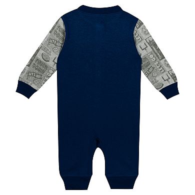 Newborn & Infant Navy Michigan Wolverines Playbook Colorblock Long Sleeve Coveralls