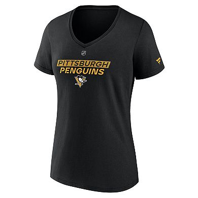 Women's Fanatics Black Pittsburgh Penguins Authentic Pro Core Primary V-Neck T-Shirt