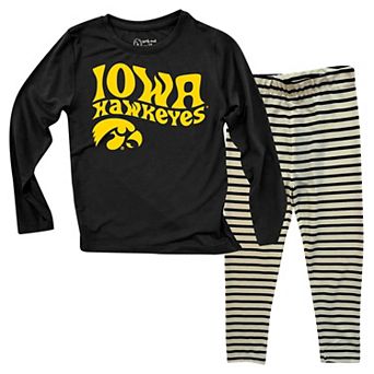 Infant Wes & Willy Iowa Hawkeyes Long Sleeve Top and Striped Tri-Blend Leggings Set