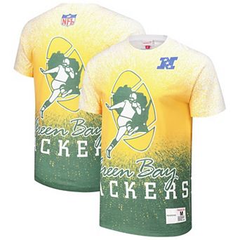 Men's Mitchell & Ness White Green Bay Packers Team Burst Vintage Logo T-Shirt