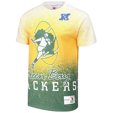 Men's Mitchell & Ness White Green Bay Packers Team Burst Vintage Logo T-Shirt