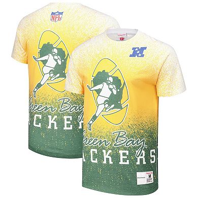 Men's Mitchell & Ness White Green Bay Packers Team Burst Vintage Logo T-Shirt