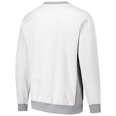 Men's Mitchell & Ness Heather Gray Milwaukee Bucks Vintage Logo Pullover Sweatshirt